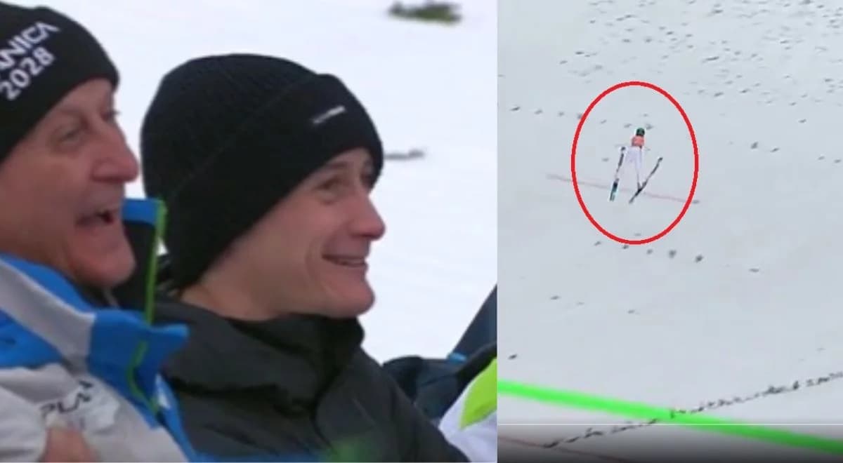 Reakcja brata na rekordowy skok Niki Prevc w Planicy [WIDEO]