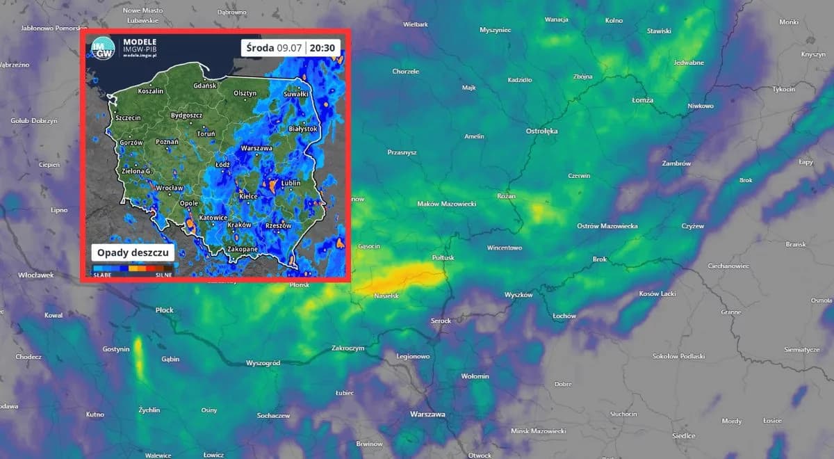 Prognoza opadów na najbliższe godziny. IMGW pokazał symulację